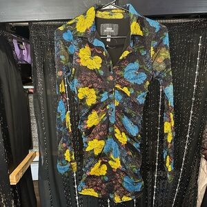 Urban Outfitters Glitter Floral Dress - Black, Blue, Yellow